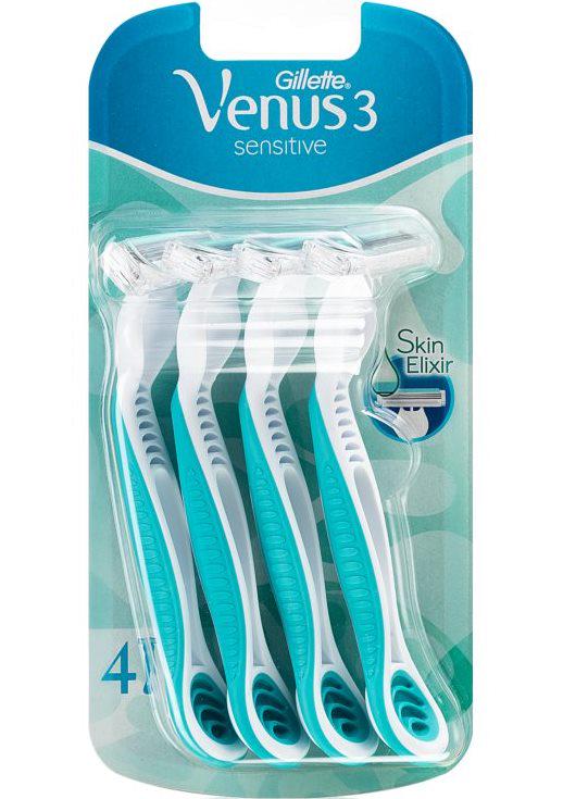 Бритвы одноразовые женские Gillette Venus 3 Sensitive на блистере 4 шт.