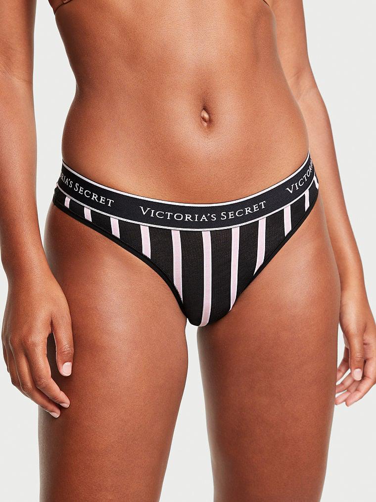 Трусики тонг Victoria's Secret у смужку XS Чорний (1159792165)