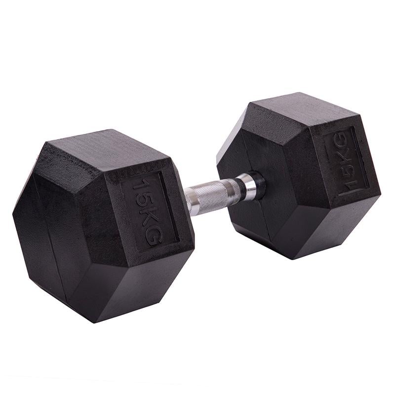 Гантель цельная SC-80075 шестигранная 15 кг Черная (56508166)