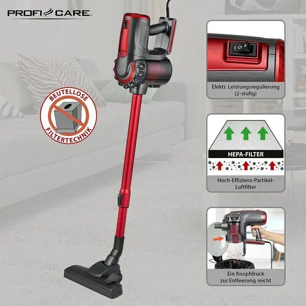 Пылесос вертикальный Profi Care PC-BS 3038 HEPA 600 Вт (03397) - фото 11 Пылесос вертикальный Profi Care PC-BS 3038 HEPA 600 Вт (03397) - фото 11