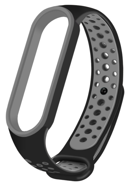 Ремешок для фитнес браслета Xiaomi Mi Band 6/5 Черный/Серый