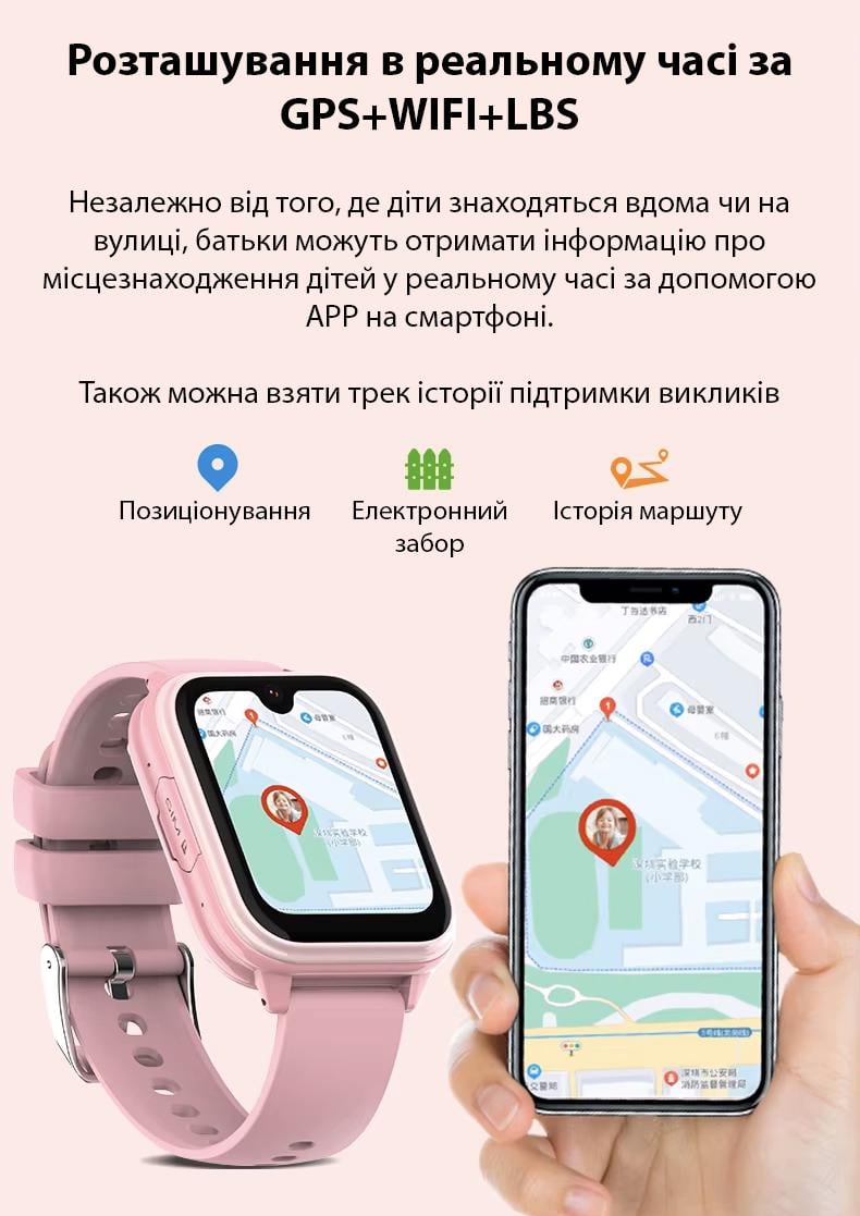 Смарт-годинник дитячий для дівчинки KT33 з AMOLED екраном GPS/прослуховування/пульсометром 900 мАг Рожевий (27735400) - фото 10 Смарт-годинник дитячий для дівчинки KT33 з AMOLED екраном GPS/прослуховування/пульсометром 900 мАг Рожевий (27735400) - фото 10