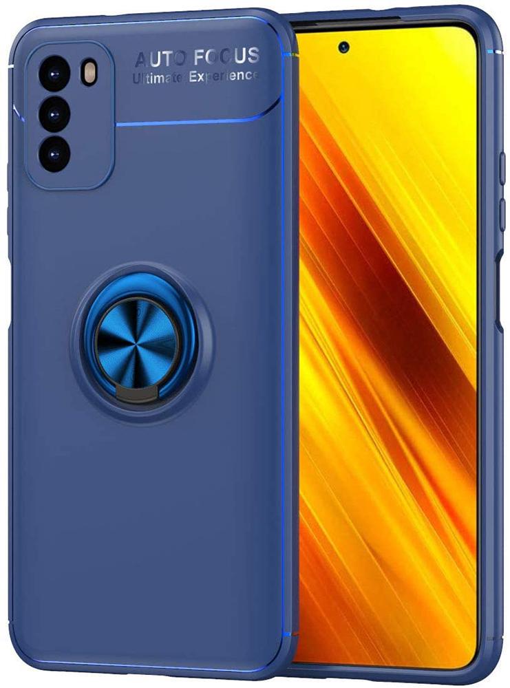 Чехол с кольцом Auto Focus для Xiaomi Poco M3 Blue (20983-28)
