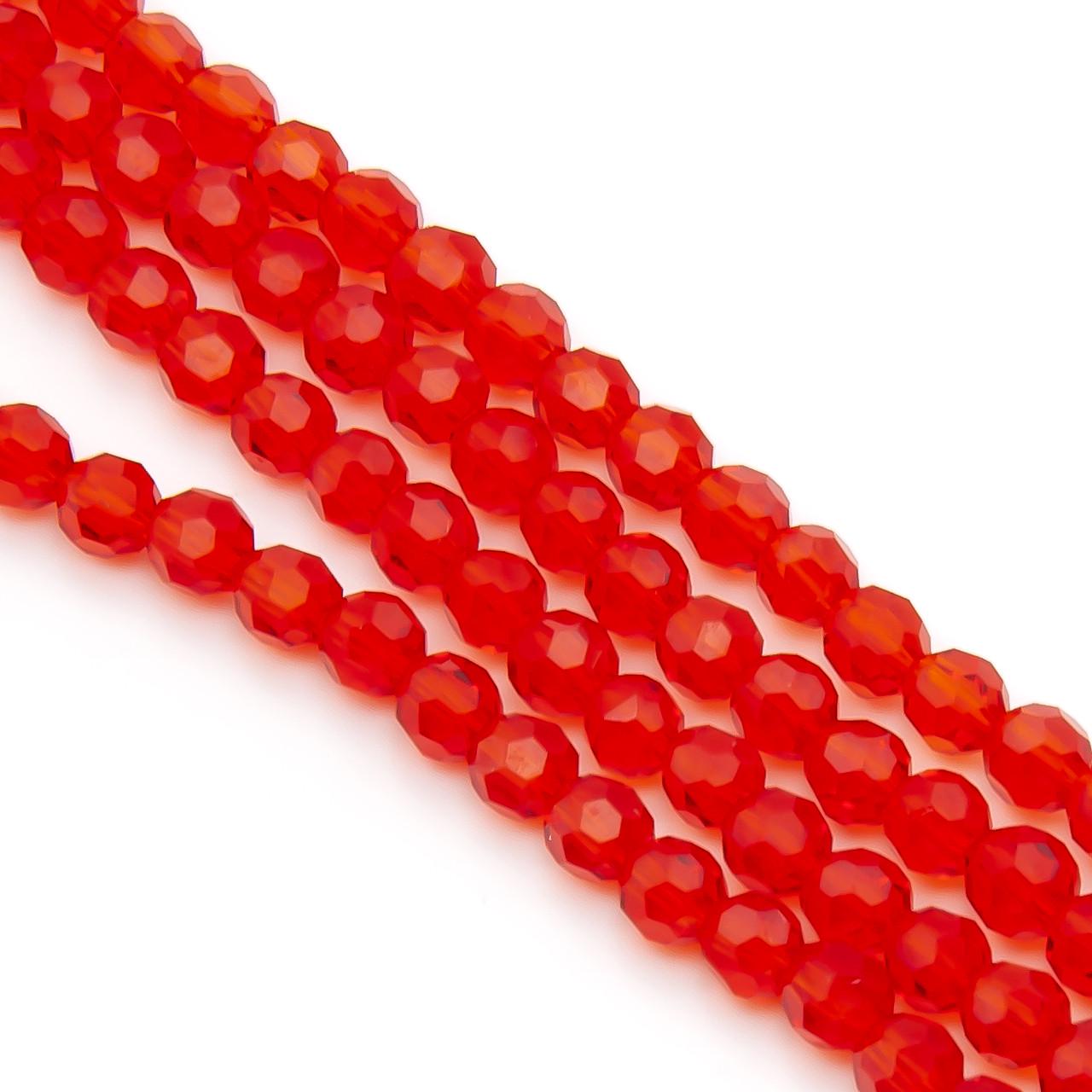 Бусины хрусталь огранка шар 95 шт. 50 см 6 мм прозрачный Красный (БС0006х57)
