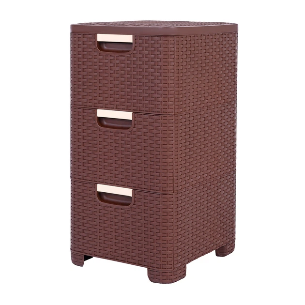 Комод для зберігання Brilliant на 3 яруси з ящиками і ручками пластиковий Коричневий (147-46-10425) Комод для зберігання Brilliant на 3 яруси з ящиками і ручками пластиковий Коричневий (147-46-10425)