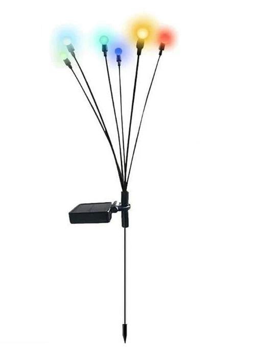 Світильник вуличний наземний Світлячки на сонячній батареї для саду та газону водонепроникний різнокольорове світло 12 LED Світильник вуличний наземний Світлячки на сонячній батареї для саду та газону водонепроникний різнокольорове світло 12 LED