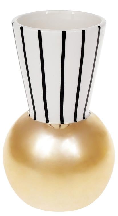 Ваза керамическая Kamarin 19,3 см Черные полосы/Золото (BD-733-329)