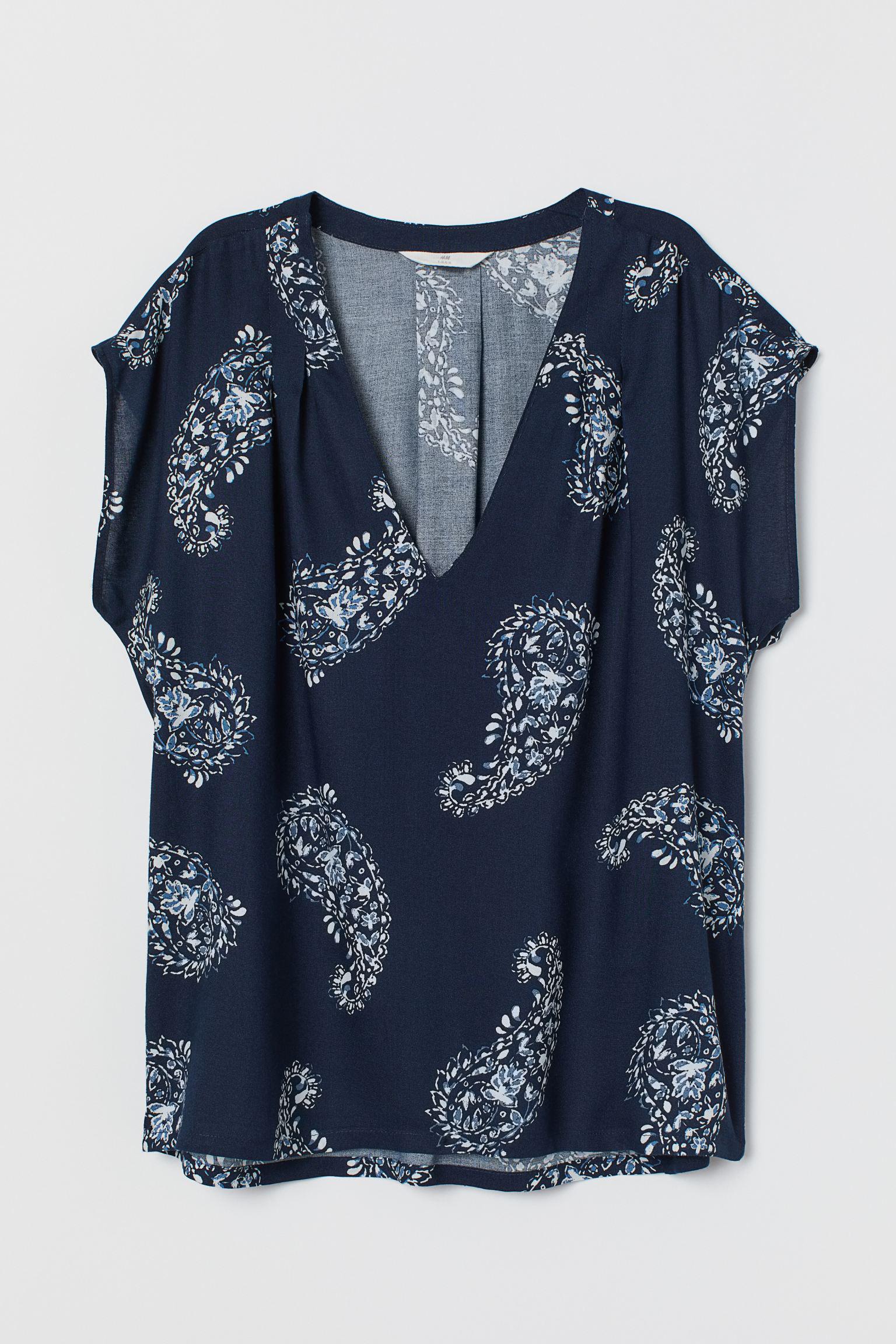 Блуза H&M Узор р. 34 Темно-синий (1111753237)