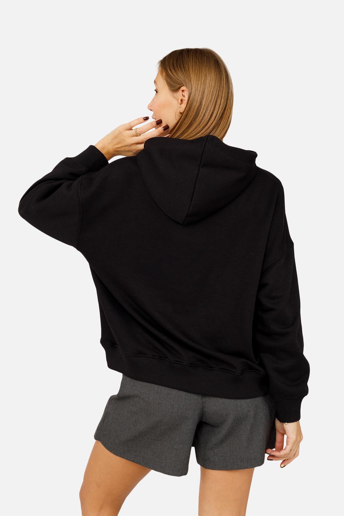 Худи женское ЦБ-00262503 р. 46 Черный (SKT001027030) - фото 3 Худи женское ЦБ-00262503 р. 46 Черный (SKT001027030) - фото 3