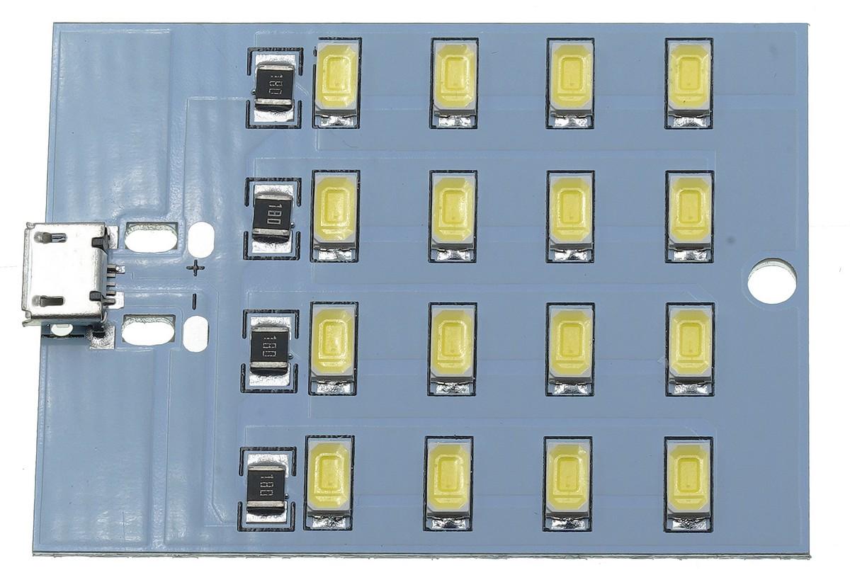 Панель светодиодная LED SMD 5V 5730 на 16 светодиодов micro-USB 1 шт. (ins397)
