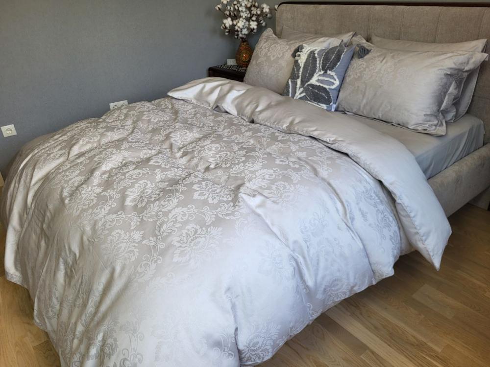 Комплект постельного белья Мир сатин жаккард Premium полуторный/наволочки 50х70/70х70 см Tiara Grey (6120) - фото 4