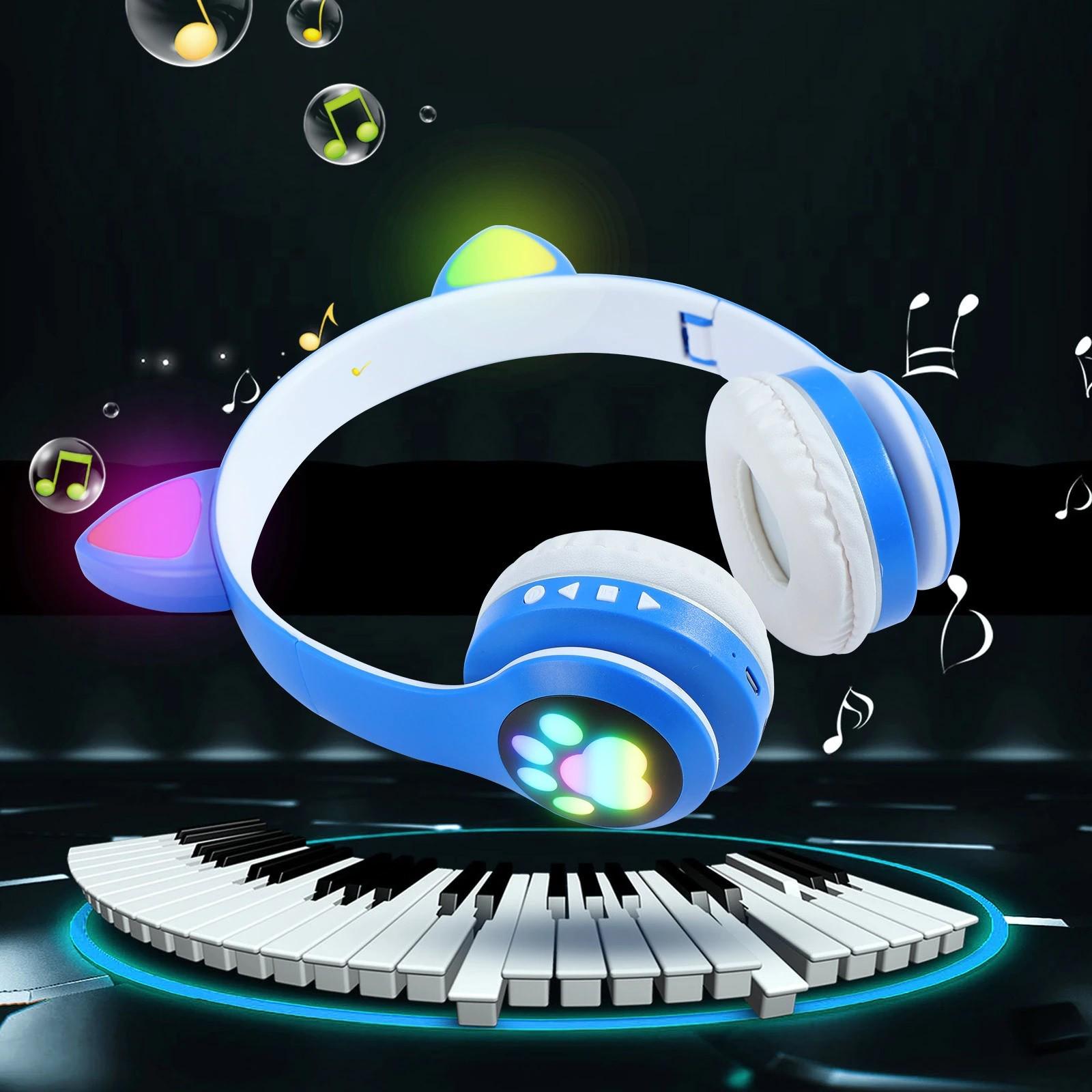 Навушники бездротові CATear VZV-23M з котячими вушками LED підсвічуванням Синій - фото 4 Навушники бездротові CATear VZV-23M з котячими вушками LED підсвічуванням Синій - фото 4