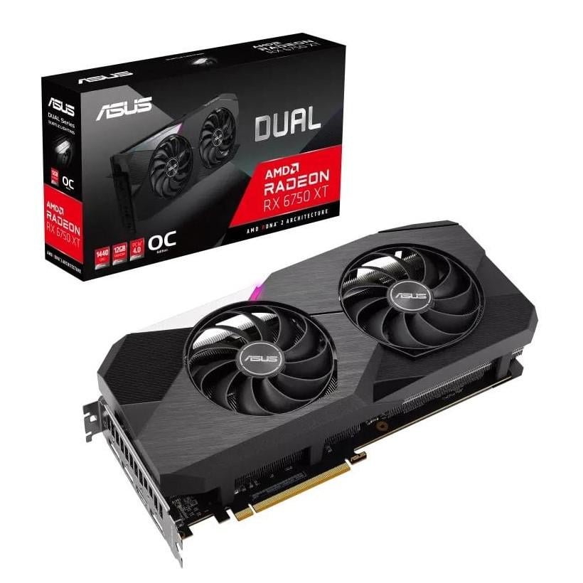 Видеокарта Asus AMD Radeon RX 6750 XT 12 GB GDDR6 Dual OC (DUAL-RX6750XT-O12G) - фото 2 Видеокарта Asus AMD Radeon RX 6750 XT 12 GB GDDR6 Dual OC (DUAL-RX6750XT-O12G) - фото 2