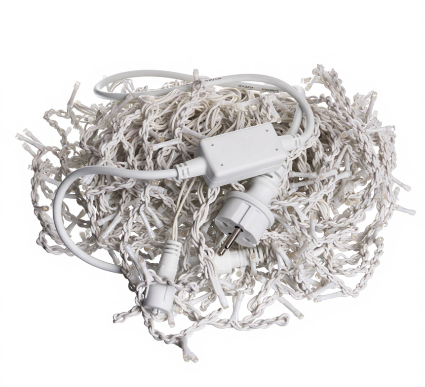 Гирлянда бахрома уличная 405 LED 25 м от сети белая нить Желтый - фото 3 Гирлянда бахрома уличная 405 LED 25 м от сети белая нить Желтый - фото 3