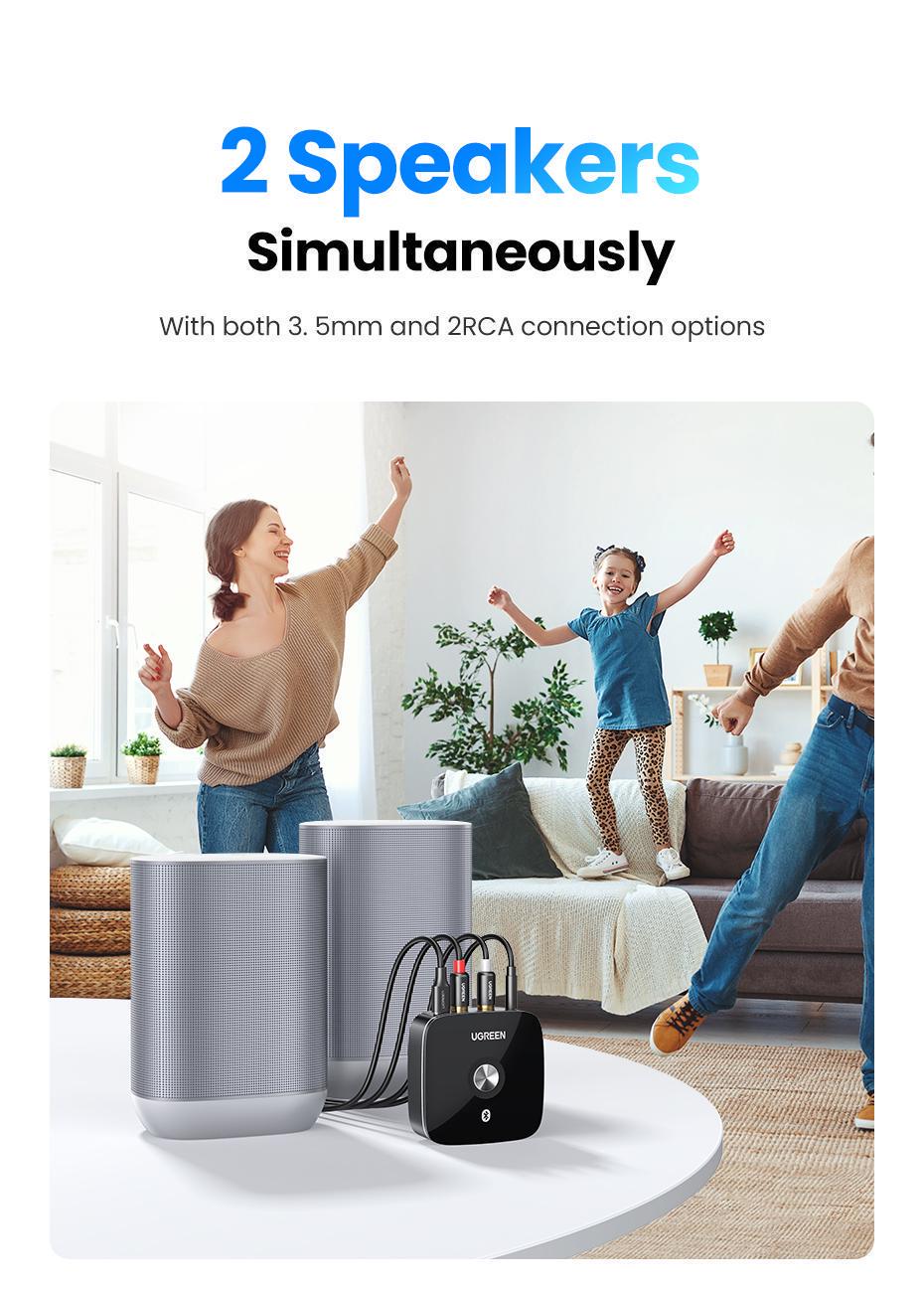 Адаптер UGREEN Bluetooth 5.1 приймач aptX HD Hi-Res 3,5 мм minijack AUX/2RCA-micro USB Аудіо AAC/SBC стерео Чорний (40759) - фото 10