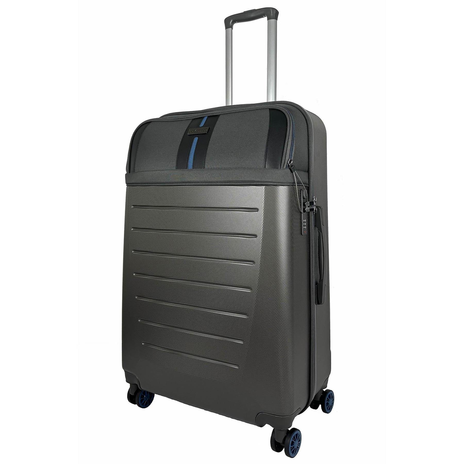 Чемодан большой Semi Line T5736-3 28 дюймов ABS/текстиль 70×48×29,5 см Темно-коричневый с синими линиями (DAS3786)