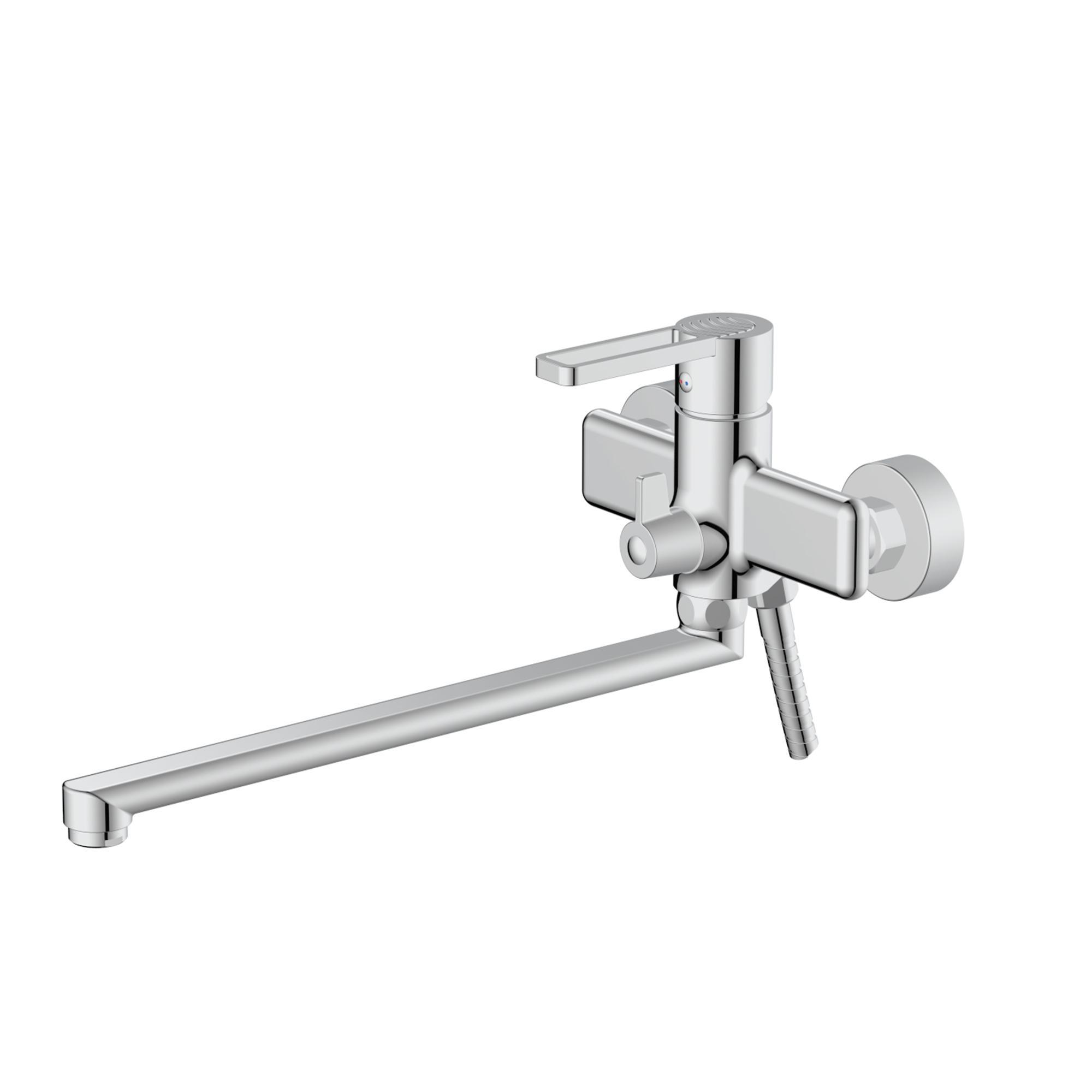Смеситель для ванны Qtap Taurus с длинным поворотным изливом c душевым гарнитуром Chrome (QTTAU260CRM45663)