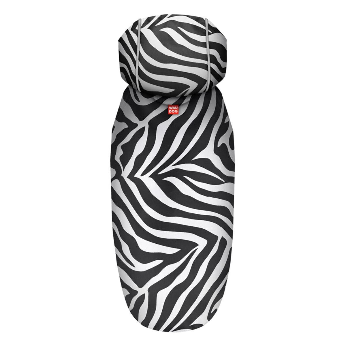 Дождевик-накидка с капюшоном для собак WAUDOG Clothes рисунок Зебра M А 40-43 см/B 52-62 см/С 33-42 см (357-0055)