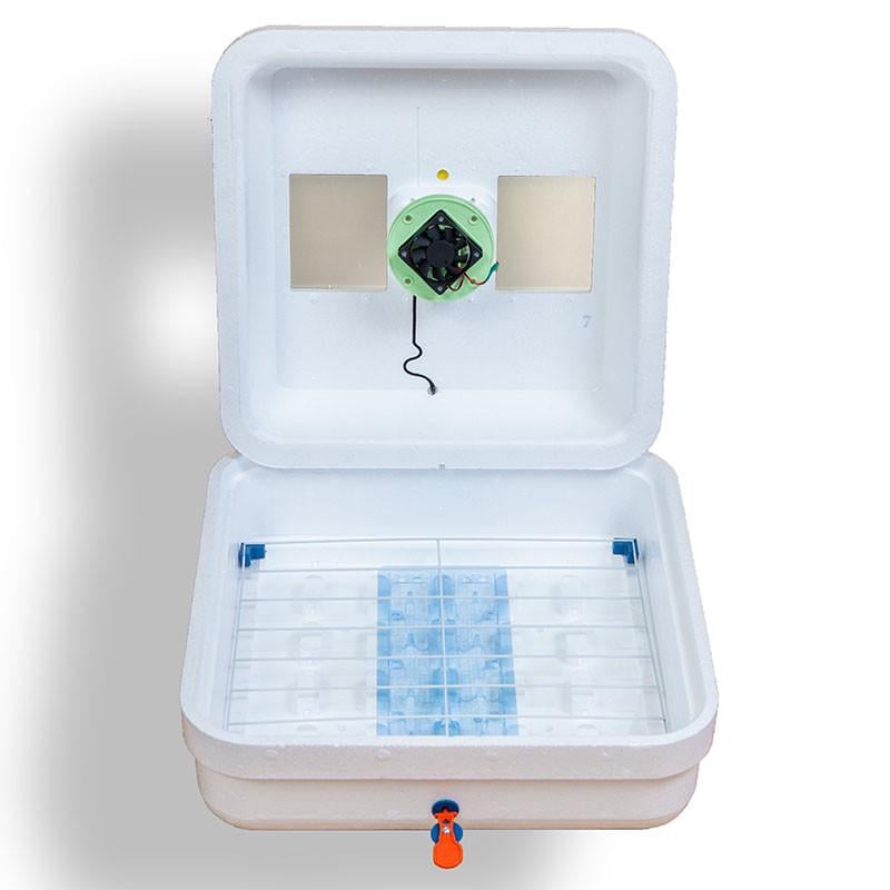 Инкубатор для яиц с механическим переворотом Рябушка Smart 70 12в Турбо с питанием 2в1 от 12В и 220В (3271)