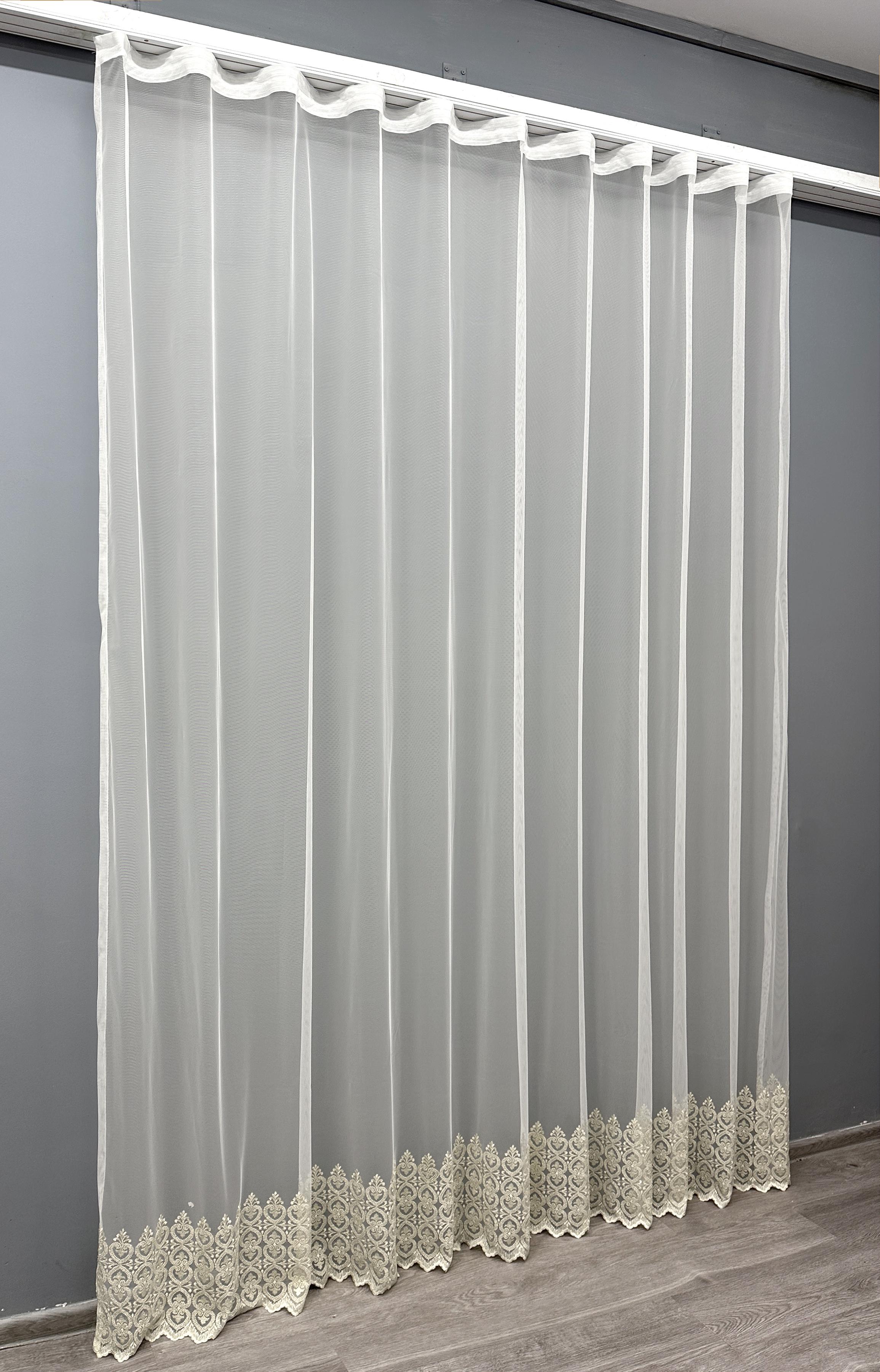 Тюль VR-Textil 1633т Грек-сітка з вишивкою та люрексом 300х270 см Молочний/Бежевий (42-0594) - фото 2 Тюль VR-Textil 1633т Грек-сітка з вишивкою та люрексом 300х270 см Молочний/Бежевий (42-0594) - фото 2