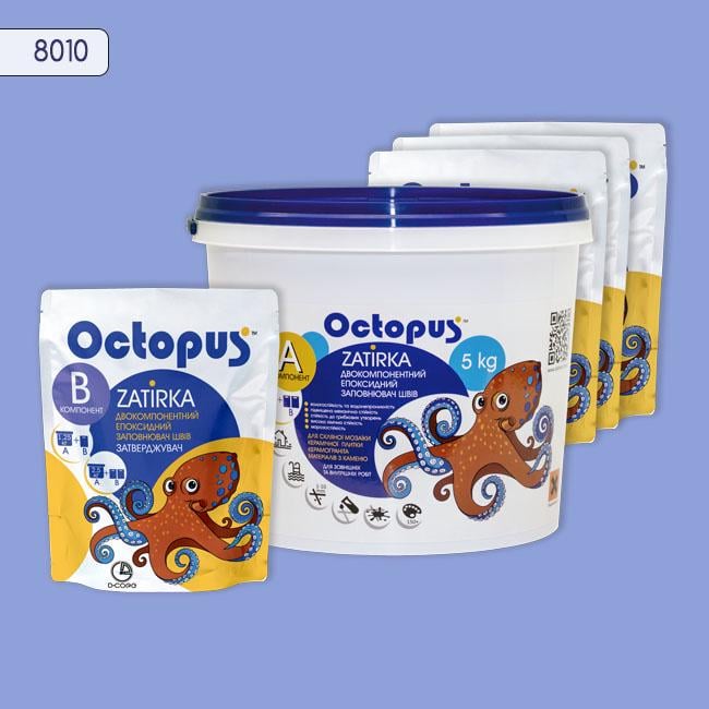 Фуга двухкомпонентная эпоксидная для плитки и мозаики Octopus 5 кг 8010 (8010-5)