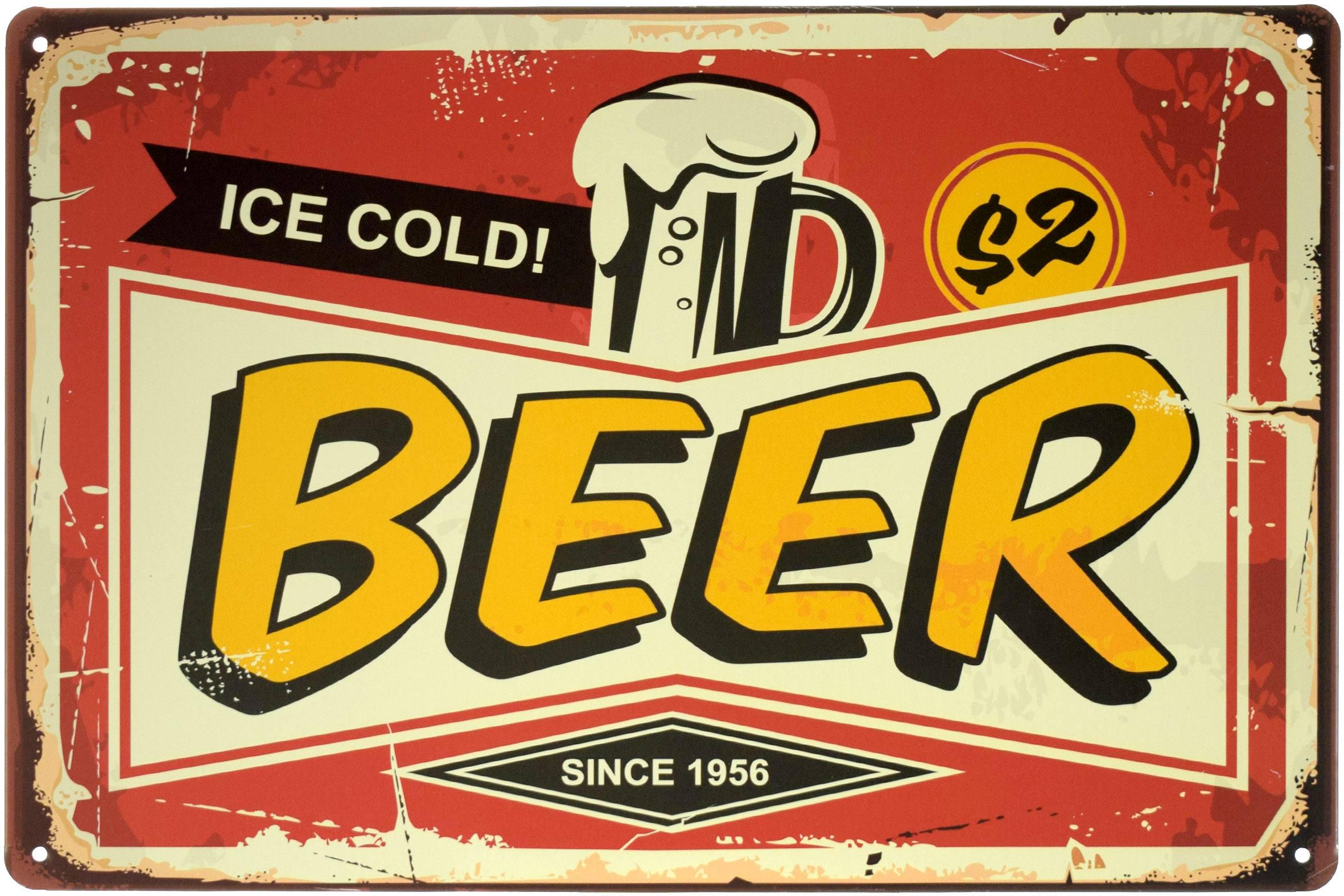 Табличка металлическая Ледяное Пиво С 1956 Года/Ice Beer Since 1956 20x30 см