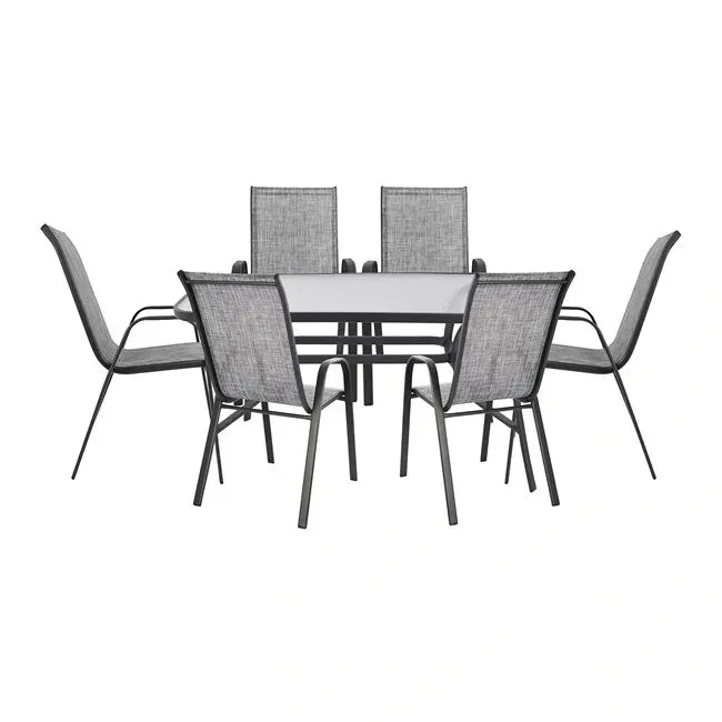 Комплект садовой мебели 4Points Milano-6 прямоугольный стол и 6 стульев 150х90 см Серый - фото 1 Комплект садовой мебели 4Points Milano-6 прямоугольный стол и 6 стульев 150х90 см Серый - фото 1