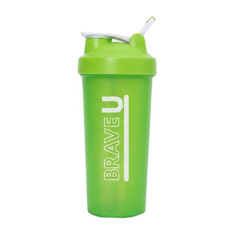 Шейкер для протеїну та спортивного харчування Brave U Shaker With Metal Ball 600 мл Зелений