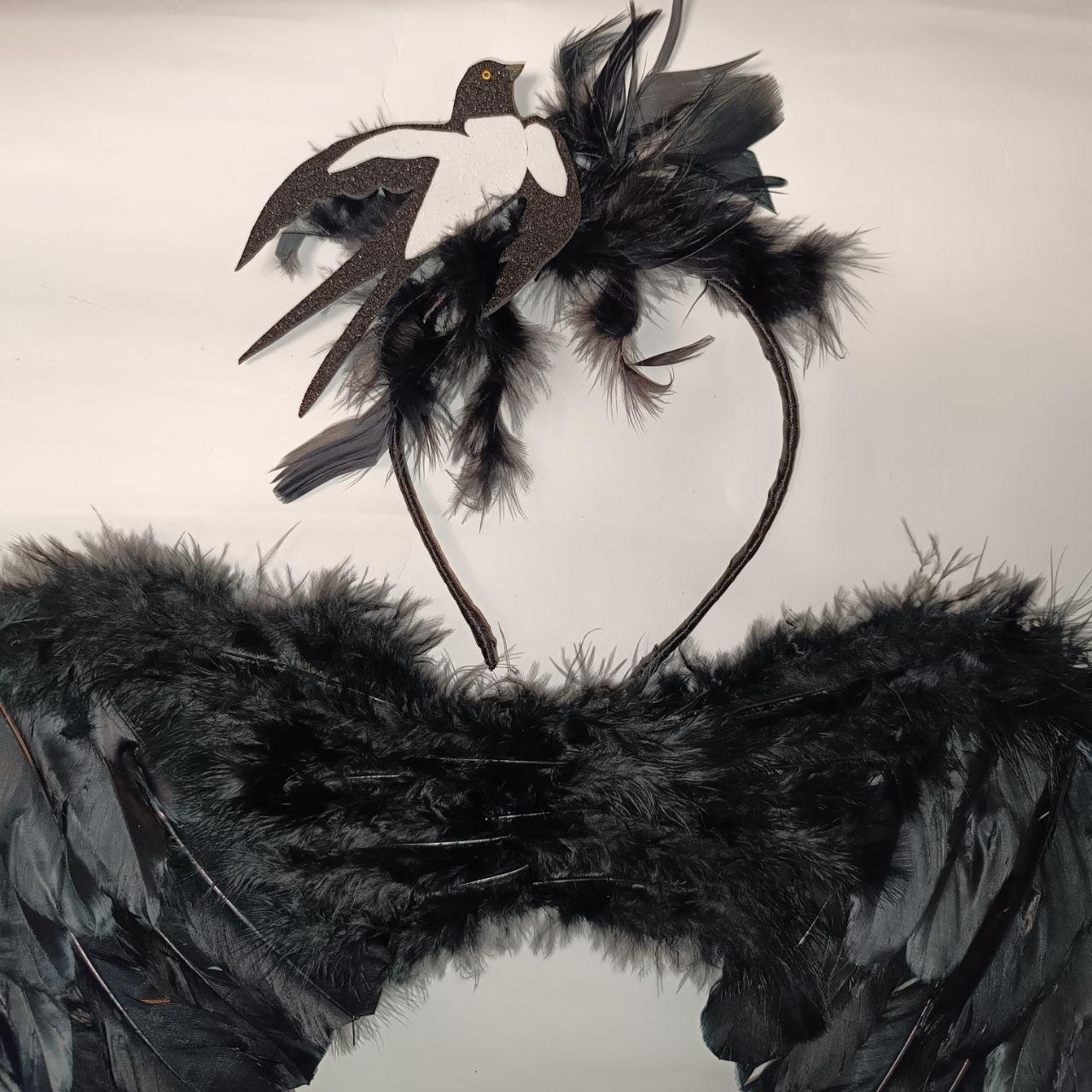 Карнавальний костюм Ластівки ободок/крила/плаття 5-6 років Чорний (2814255045) - фото 2