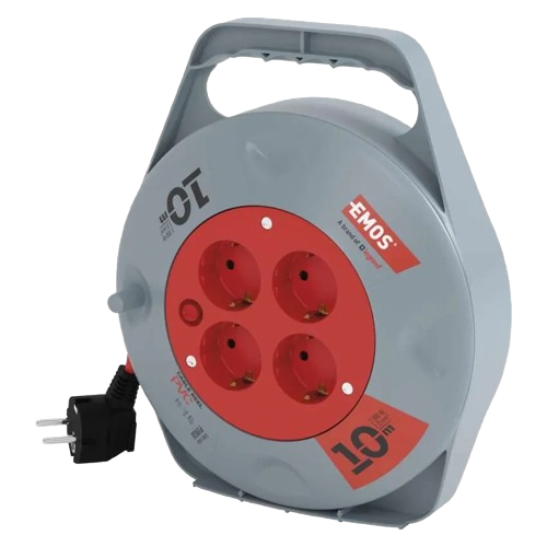 Удлинитель сетевой Emos P19510 на катушке 10А 4 розетка кабель 10 м погрузка до 2300 Вт Красный (29876066)