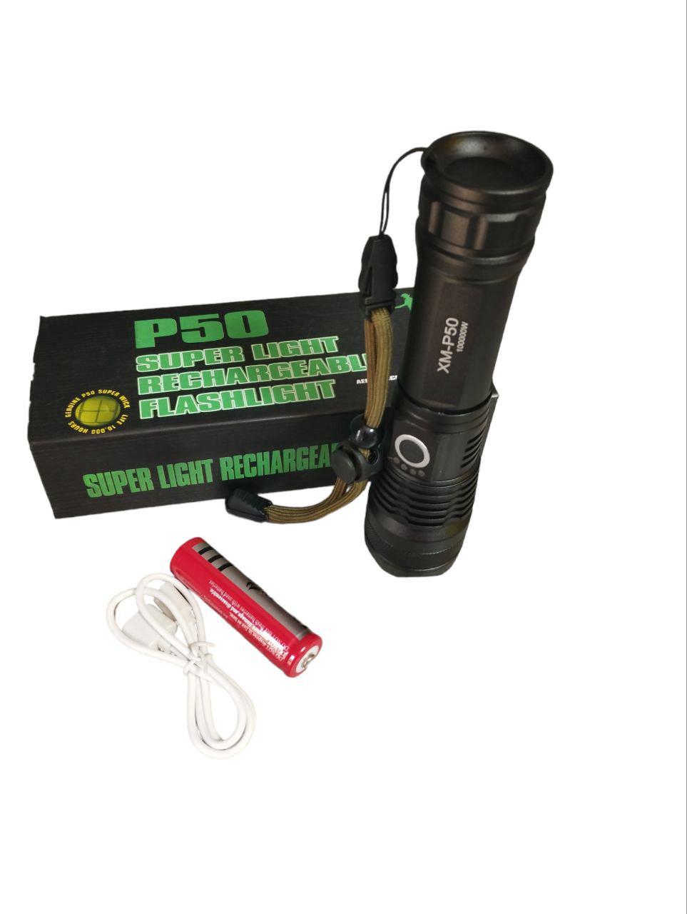 Фонарь ручной аккумуляторный XWL-P50 с клипсой Черный (10564)