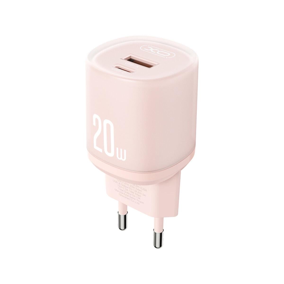 Зарядний пристрій мережевий Xo L144 PD20 W 1USB-A/1USB-C pink Зарядний пристрій мережевий Xo L144 PD20 W 1USB-A/1USB-C pink