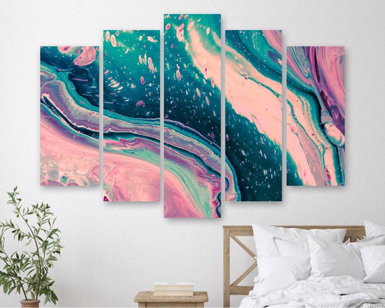 Модульная картина на холсте из пяти частей KIL Art Розовый с синим мрамором 137x85 см (M51_L_174) Модульная картина на холсте из пяти частей KIL Art Розовый с синим мрамором 137x85 см (M51_L_174)