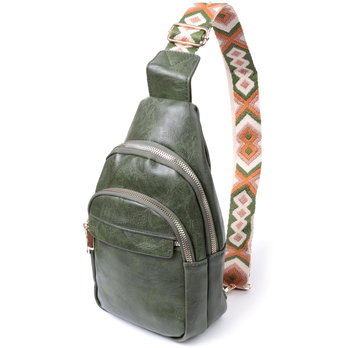 Жіноча слінг-сумка з екошкіри Vintage 16х25х6,5 см Зелений (168-136-22771)