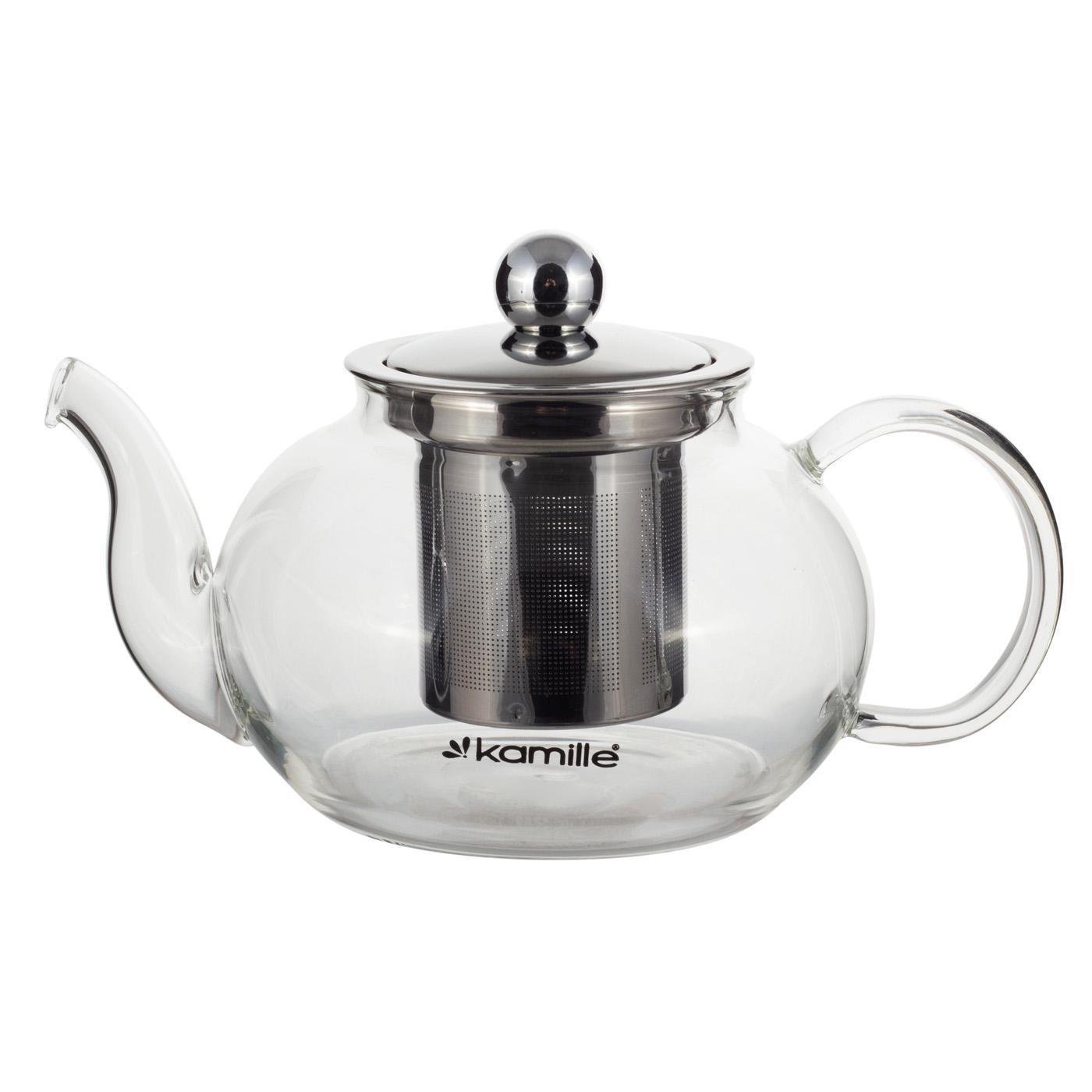 Заварювальний чайник зі скляною ручкою Kamille KM-0783S з нержавіючої сталі та термостійкого скла 500 мл Прозорий (150-84-0783S) - фото 1