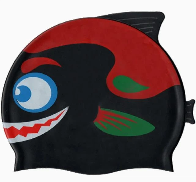 Шапочка для плавания детская силиконовая Рыбка Черный Шапочка для плавания детская силиконовая Рыбка Черный