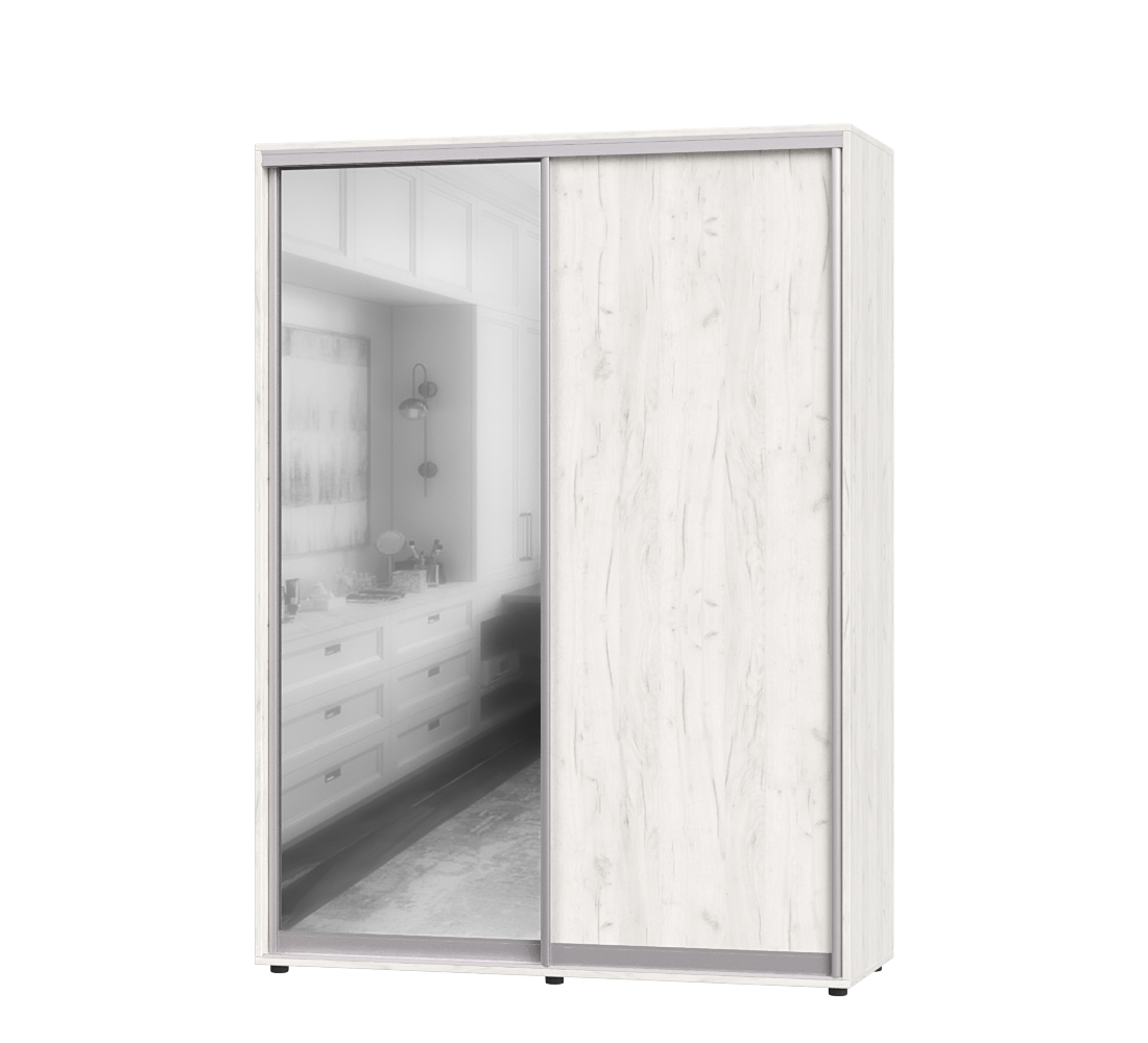 Шафа-купе з двома дверима Еверест ШК-02 160х60х220 см Дуб Крафт Білий (07000) Шафа-купе з двома дверима Еверест ШК-02 160х60х220 см Дуб Крафт Білий (07000)