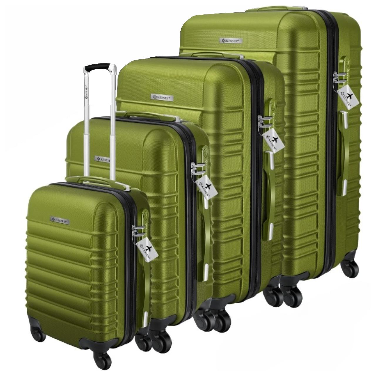 Набір з 4 дорожніх валіз KESSER з твердим корпусом S M/L/XL Хакі - фото 1