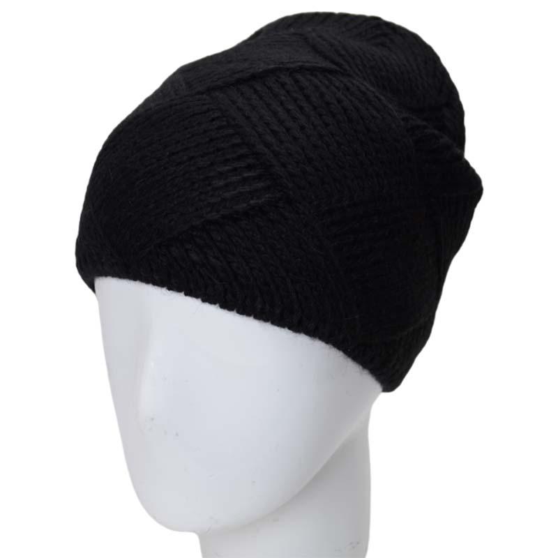 Шапка молодежная удлиненная шерстяная с полоской флиса Sofi Ромб One Size Черный (43374) Шапка молодежная удлиненная шерстяная с полоской флиса Sofi Ромб One Size Черный (43374)