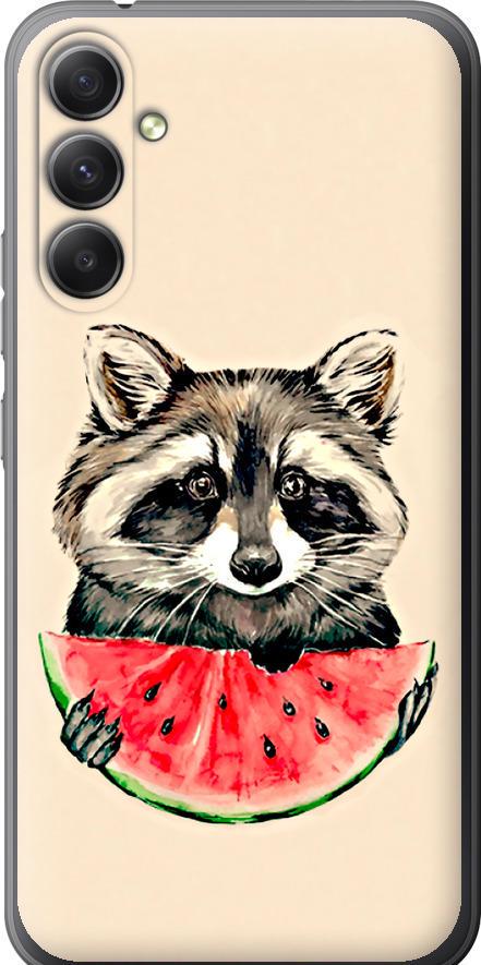 Чехол на Samsung Galaxy A34 A346E Енотик с арбузом (4605u-2936-42517)