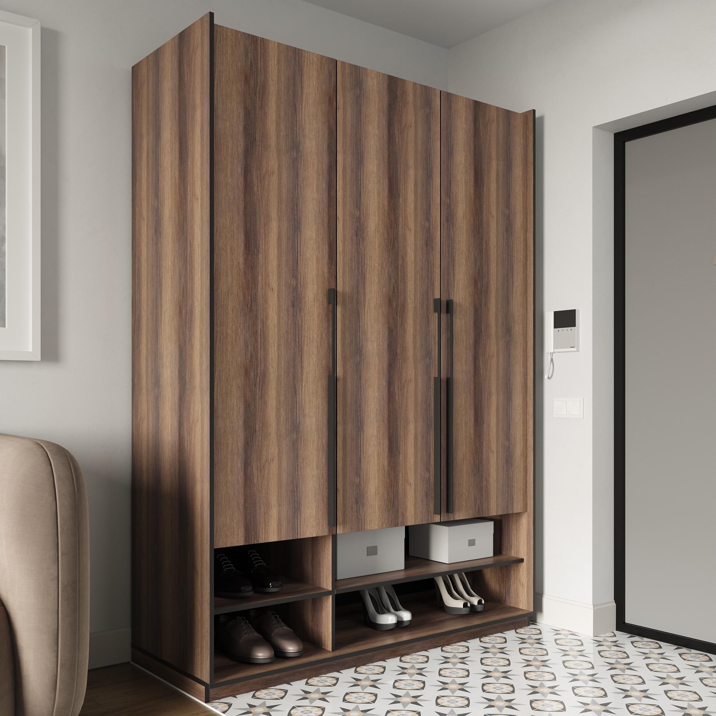 Шафа в передпокій розпашна тридверна зі штангою для одягу 1485х2100х570 мм Дуб кверкус (mr-6-kv)