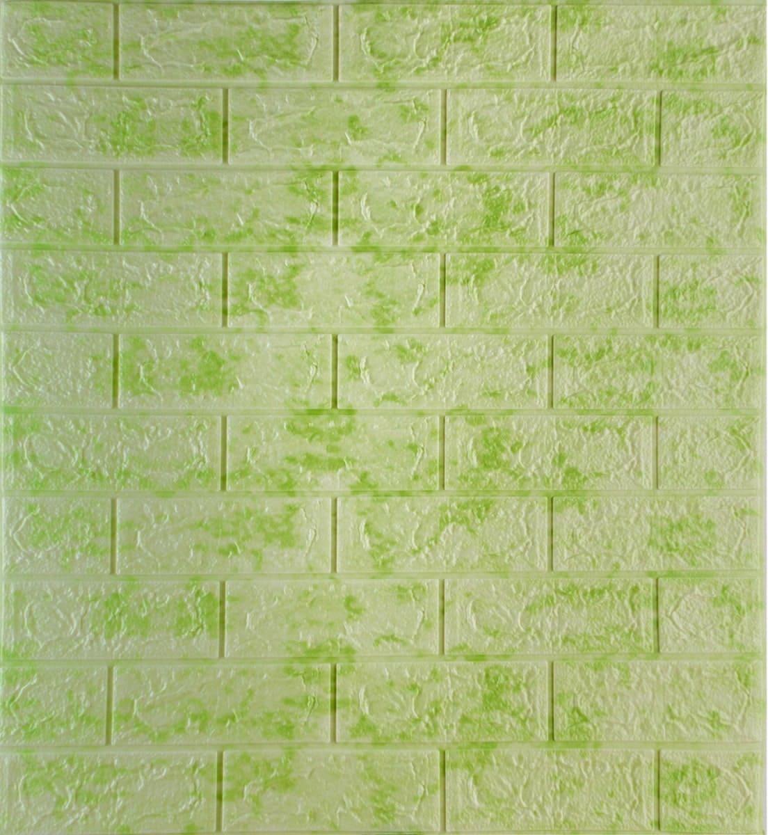 Панель 3D самоклеящаяся декоративная Loft Expert под кирпич мрамор 700x770x5 мм Салатовый