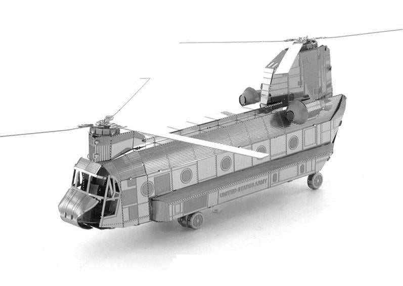 Пазл металевий 3D військово-транспортний вертоліт CH-47 Chinook 14x8 см (615)