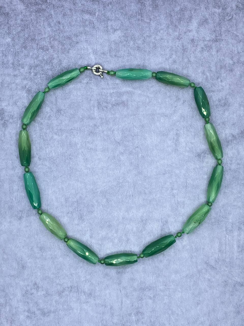 Бусы агат 50 см Зеленый (1536)