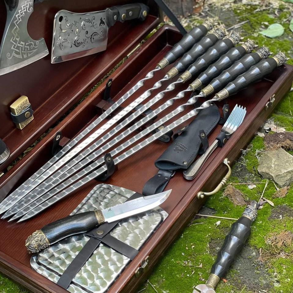 Набір шампурів Gorillas BBQ Вікінг в дерев'яній коробці - фото 4 Набір шампурів Gorillas BBQ Вікінг в дерев'яній коробці - фото 4