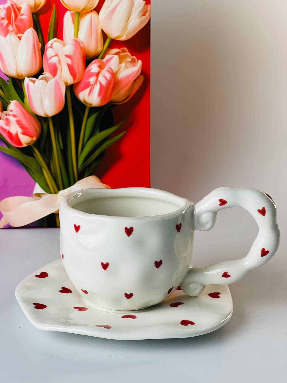 Чашка с блюдцем Милая сердцу 300 мл Белый (8030-441)