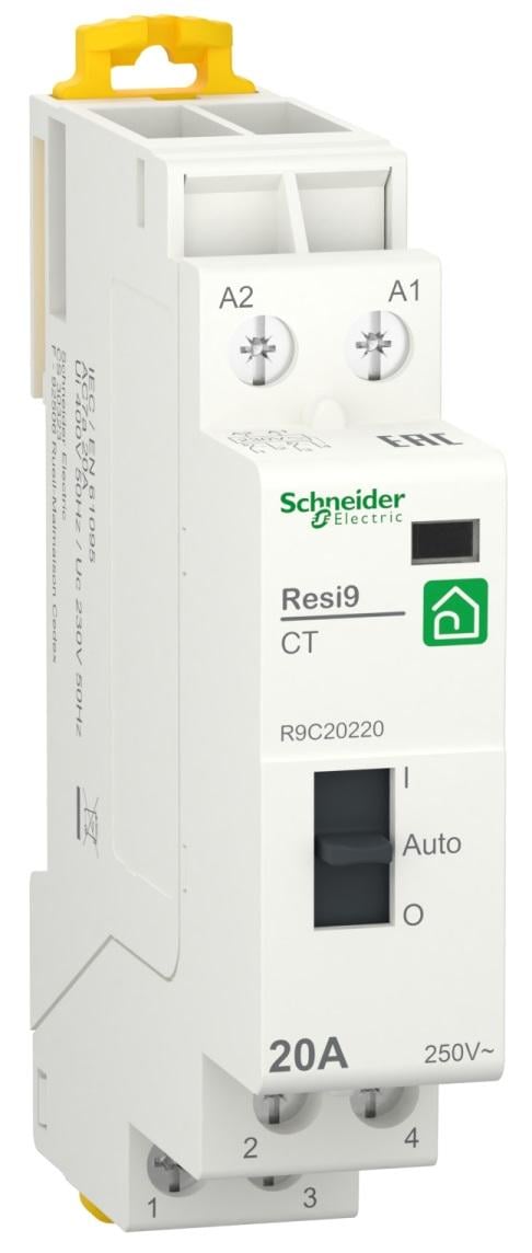 Контактор модульний Schneider Electric RESI9 1P+N 20A 2NO 230V (R9C20220)