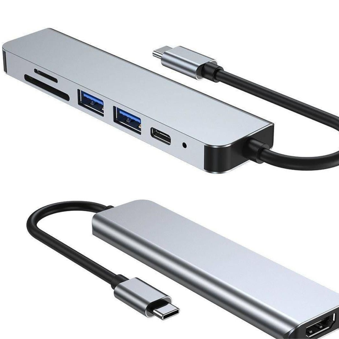 USB-хаб для ноутбука 6в1 4K HDMI 2 USB 3.0/SD/TF Card Reader/PD Female (Hub-6/1) - фото 10