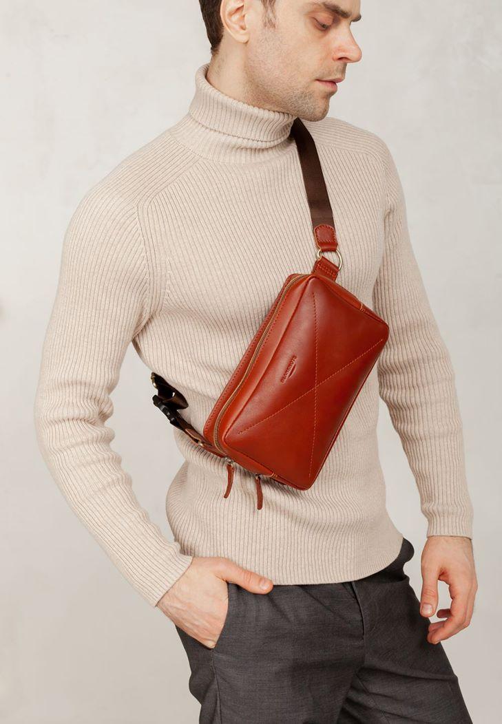 Поясна сумка шкіряна Dropbag Maxi Світло-коричневий (A-026395)