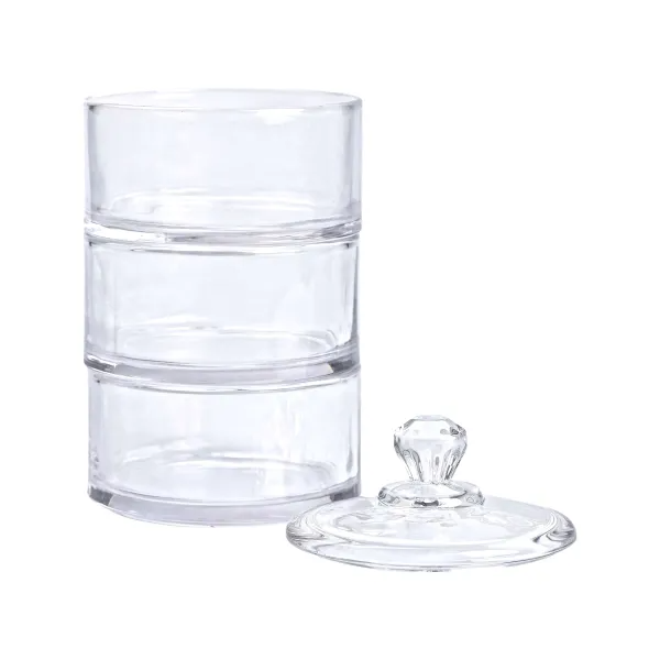 Цукерниця трирівнева з кришкою з товстого скла Прозорий (HP-YH-22) - фото 3